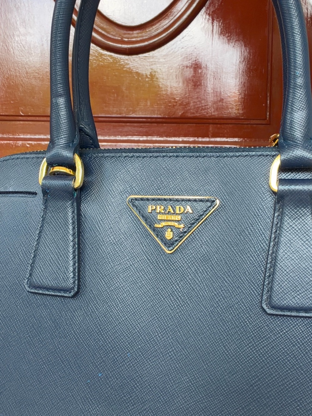 Prada BL0937 Blue Saffiano Leather 2-Way Top Handle Shoulder Bag - Picture 8 of 11